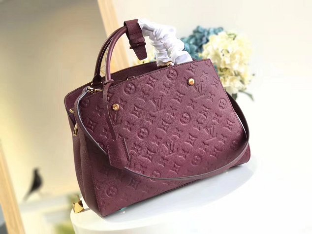 Louis vuitton original monogram empreinte montaigne mm M41048 burgundy