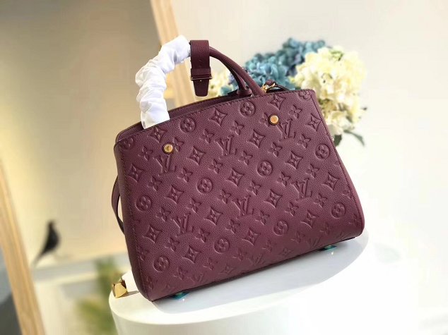 Louis vuitton original monogram empreinte montaigne mm M41048 burgundy