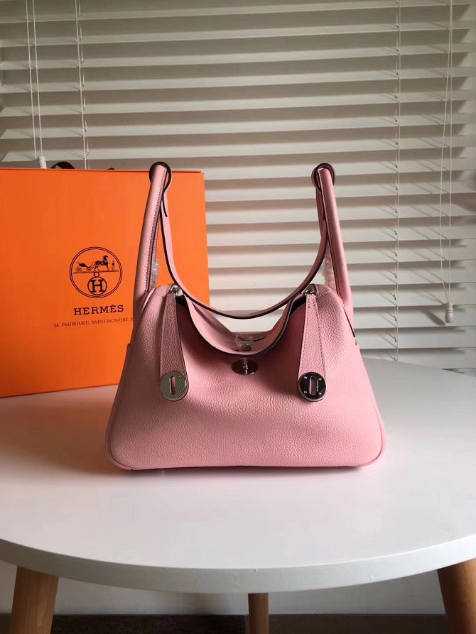 Hermes original top togo leather small lindy 26 bag H26 pink