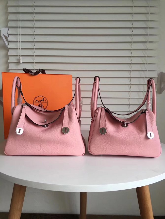 Hermes original top togo leather small lindy 26 bag H26 pink