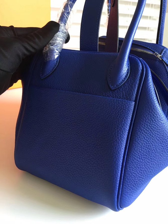 Hermes original top togo leather medium lindy 30 bag H30 blue