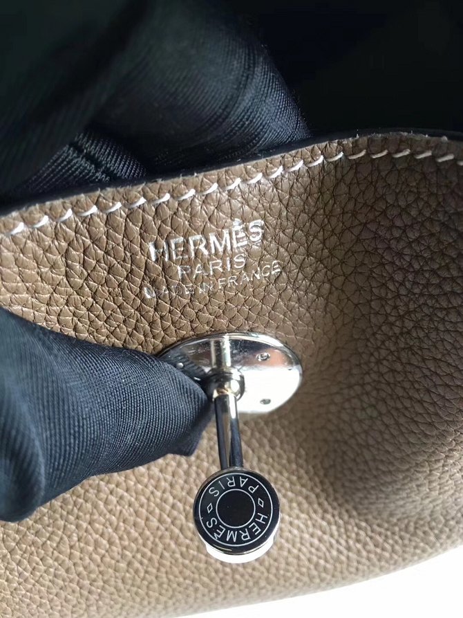 Hermes original top togo leather medium lindy 30 bag H30 dark coffee