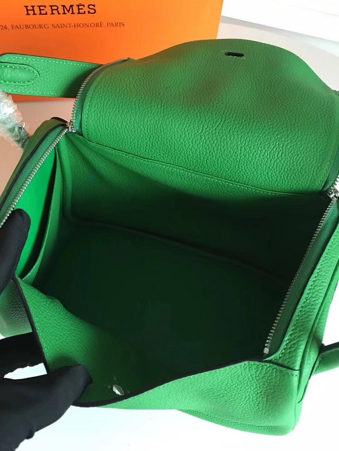 Hermes original top togo leather medium lindy 30 bag H30 green