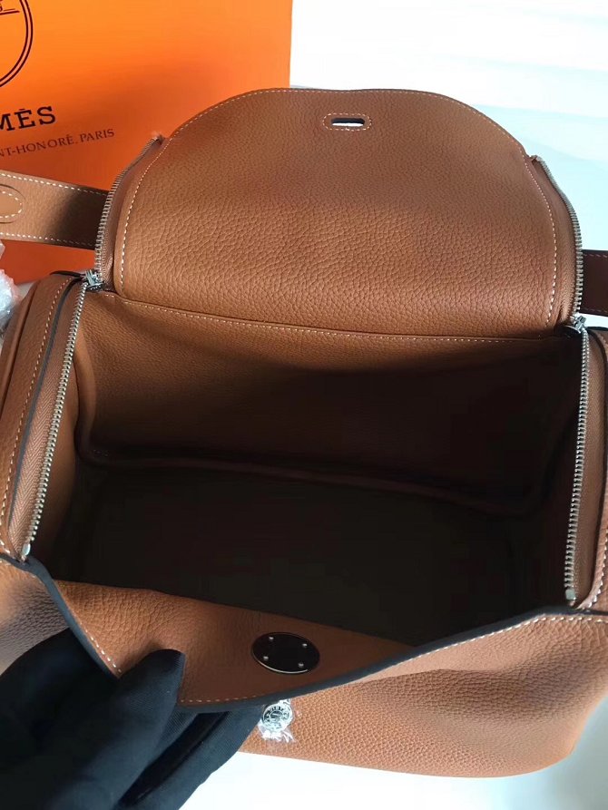 Hermes original top togo leather large lindy 34 bag H34 brown