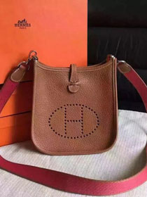 Hermes original togo leather mini evelyne tpm 17 shoulder bag E17 brown