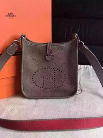 Hermes original togo leather mini evelyne tpm 17 shoulder bag E17 dark coffee