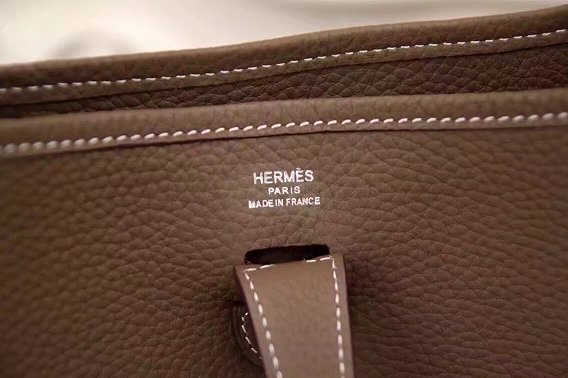Hermes original togo leather evelyne pm shoulder bag E28 etoupe grey