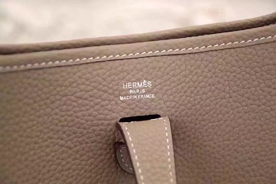 Hermes original togo leather evelyne pm shoulder bag E28 gray