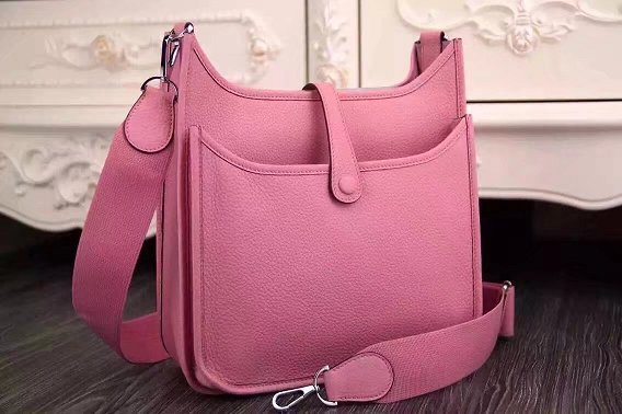 Hermes original togo leather evelyne pm shoulder bag E29 pink