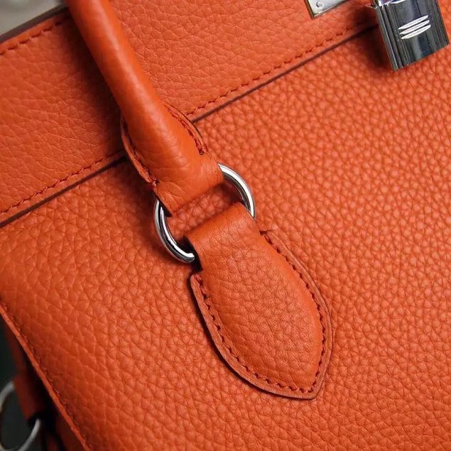 Hermes original togo leather small toolbox handbag T26 orange