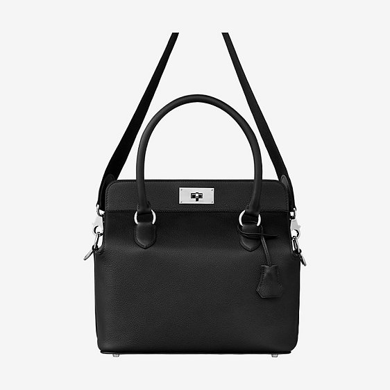 Hermes original togo leather toolbox handbag T31 black