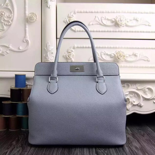 Hermes original togo leather toolbox handbag T31 light blue