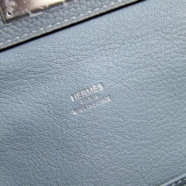 Hermes original togo leather toolbox handbag T31 light blue