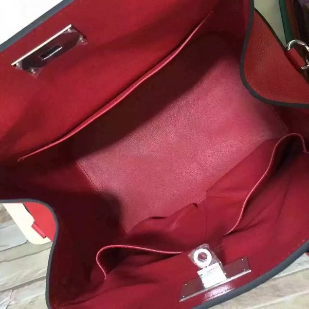 Hermes original togo leather toolbox handbag T31 red