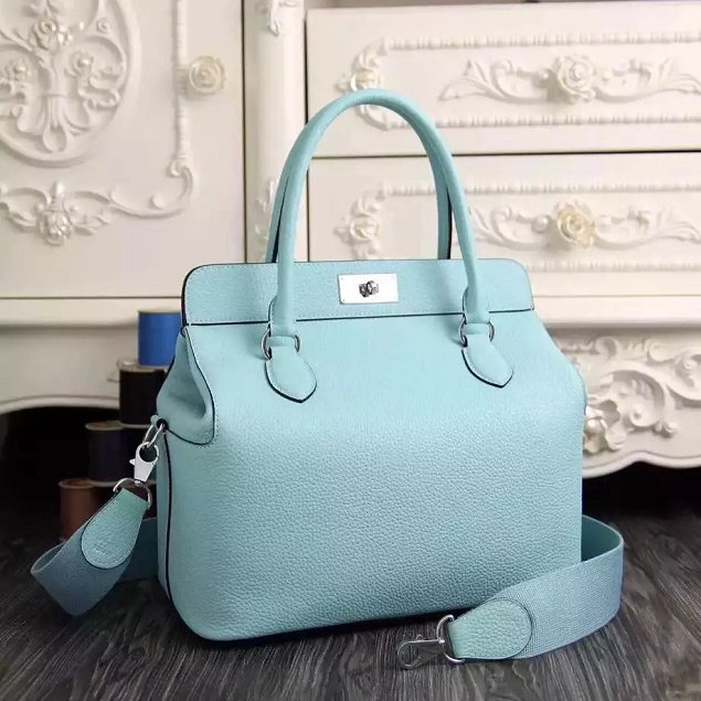 Hermes original togo leather toolbox handbag T31 sky blue