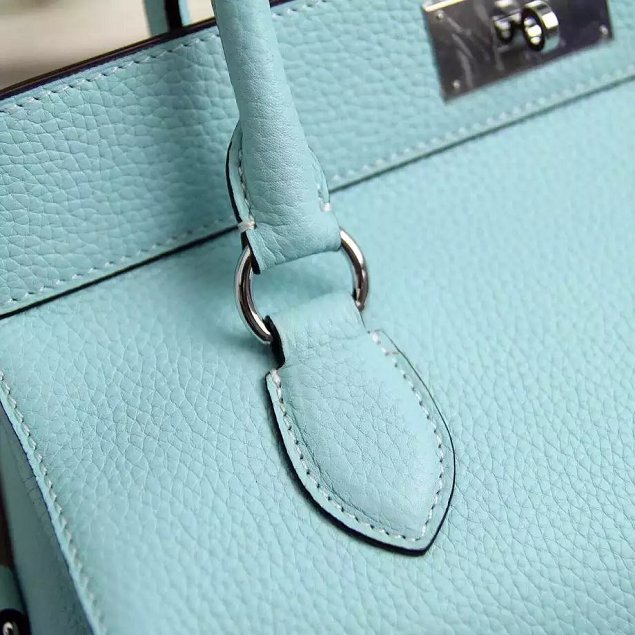 Hermes original togo leather toolbox handbag T31 sky blue