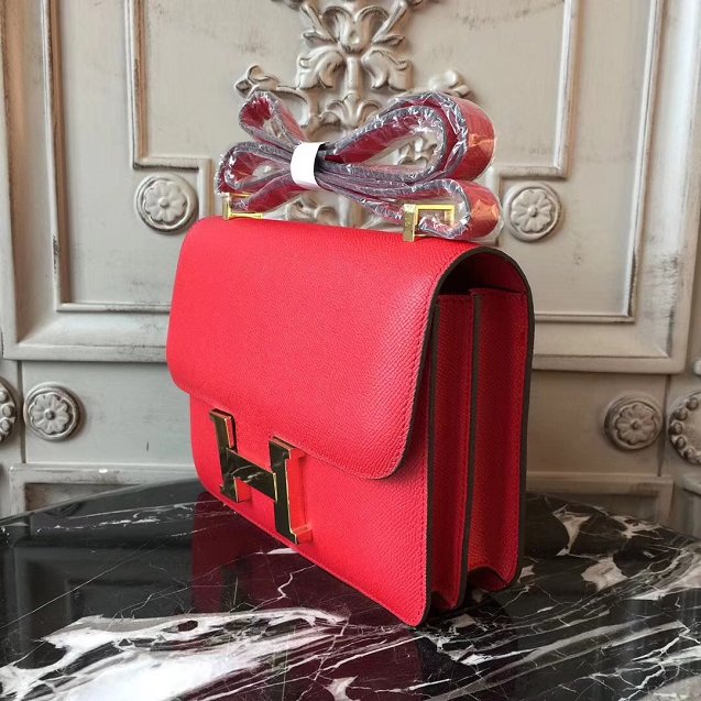 Hermes epsom leather constance 23 bag C230 red