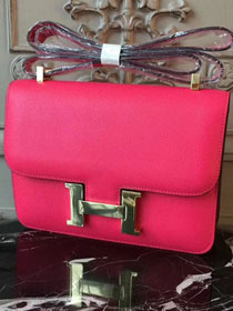 Hermes epsom leather constance 23 bag C230 rose red