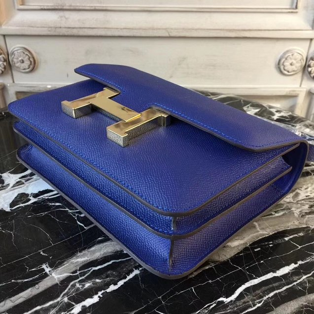 Hermes epsom leather small constance bag C19 blue