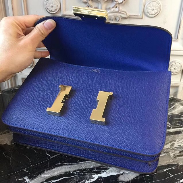 Hermes epsom leather small constance bag C19 blue