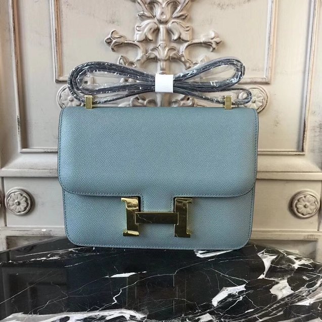 Hermes epsom leather small constance bag C19 light blue