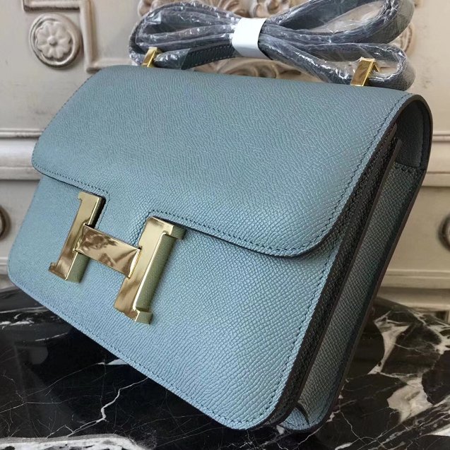 Hermes epsom leather small constance bag C19 light blue