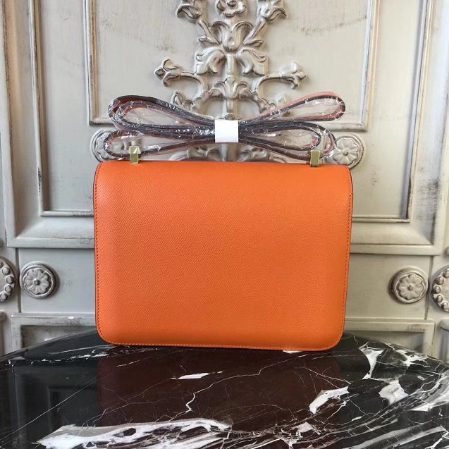 Hermes epsom leather small constance bag C19 orange