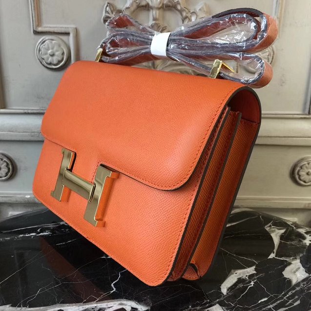 Hermes epsom leather small constance bag C19 orange
