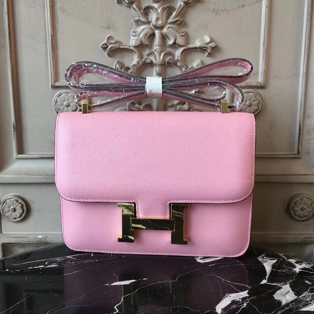 Hermes epsom leather small constance bag C19 pink