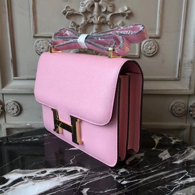 Hermes epsom leather small constance bag C19 pink