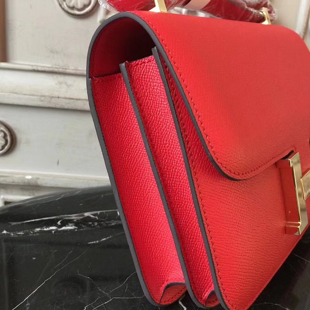 Hermes epsom leather small constance bag C19 red