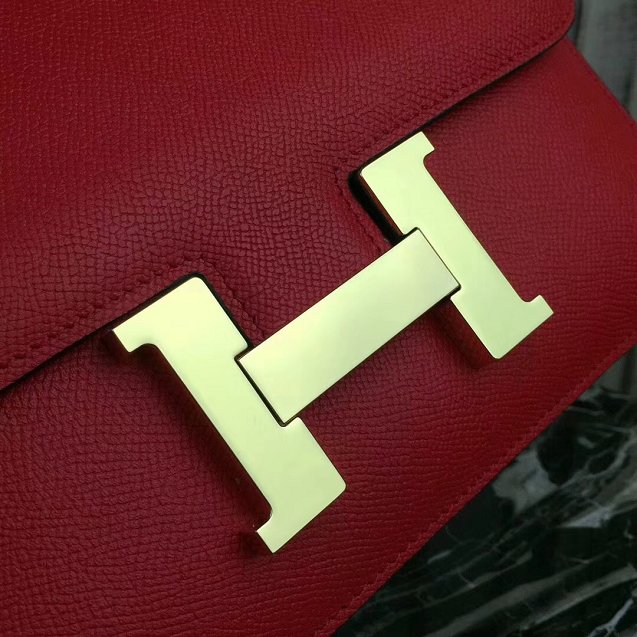 Hermes epsom leather small constance bag C19 red