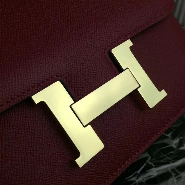Hermes epsom leather small constance bag C19 wine red