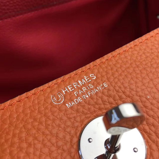 Hermes original top togo leather lindy 34 bag H34 orange&red