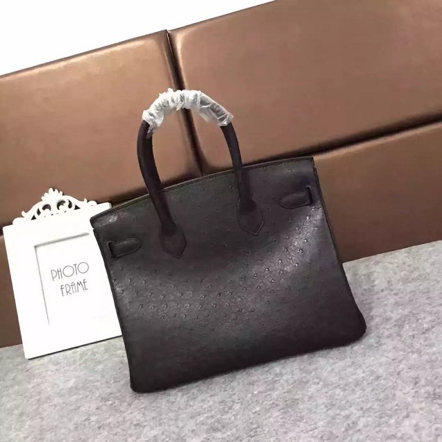 Top hermes genuine 100% ostrich leather handmade birkin 35 bag K350 black