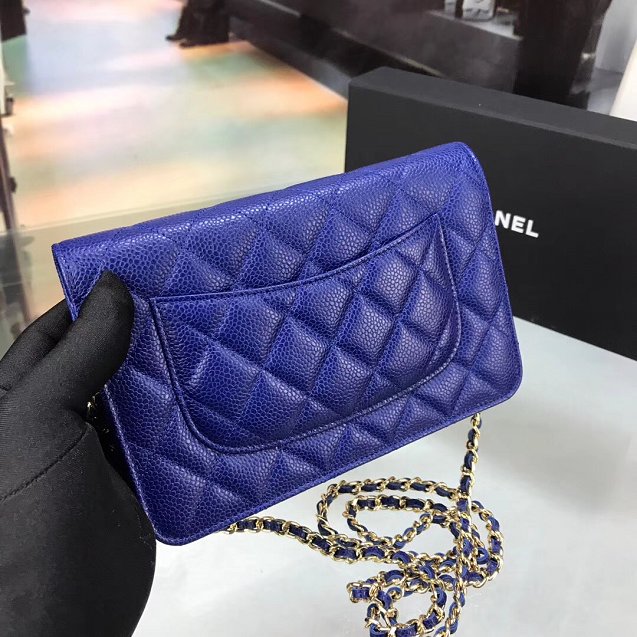 CC original caviar leather woc chain bag 33814 blue