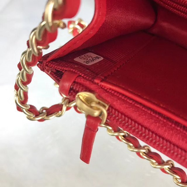 CC original caviar leather woc chain bag 33814-6 red