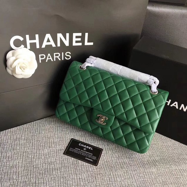 CC original lambskin leather double flap bag A1112 green