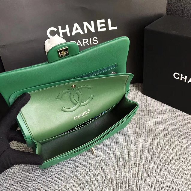 CC original lambskin leather double flap bag A1112 green