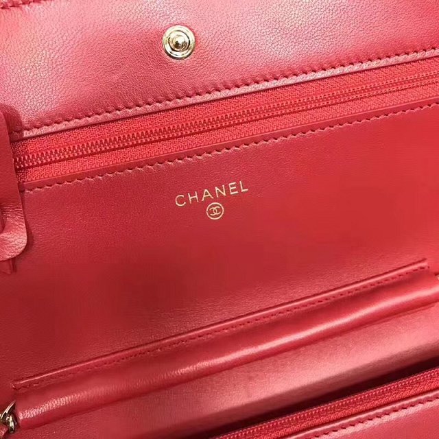 CC original lambskin leather woc chain bag 33814-2 red