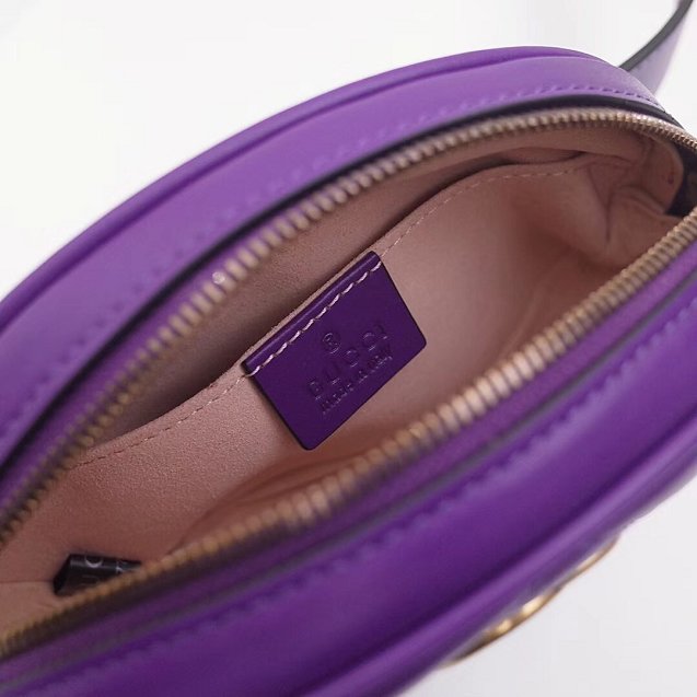 2018 GG Marmont original matelasse leather belt bag 476434 purple