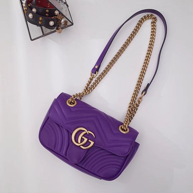GG original calfskin marmont small shoulder bag 443497 purple