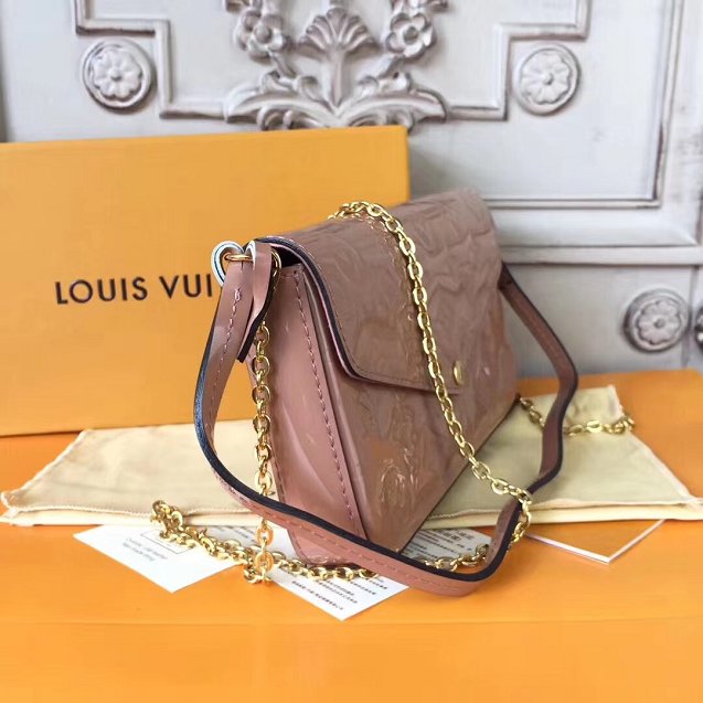 2018 louis vuitton original monogram vernis pochette felicie M61469 nude