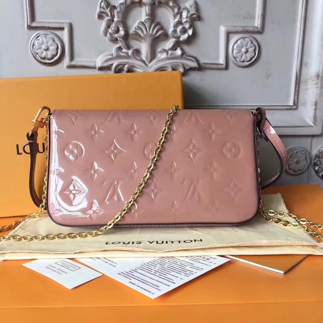 2018 louis vuitton original monogram vernis pochette felicie M61469 nude