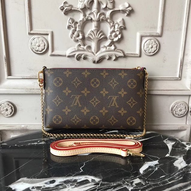 Louis vuitton original monogram pallas clutch M41638 burgundy