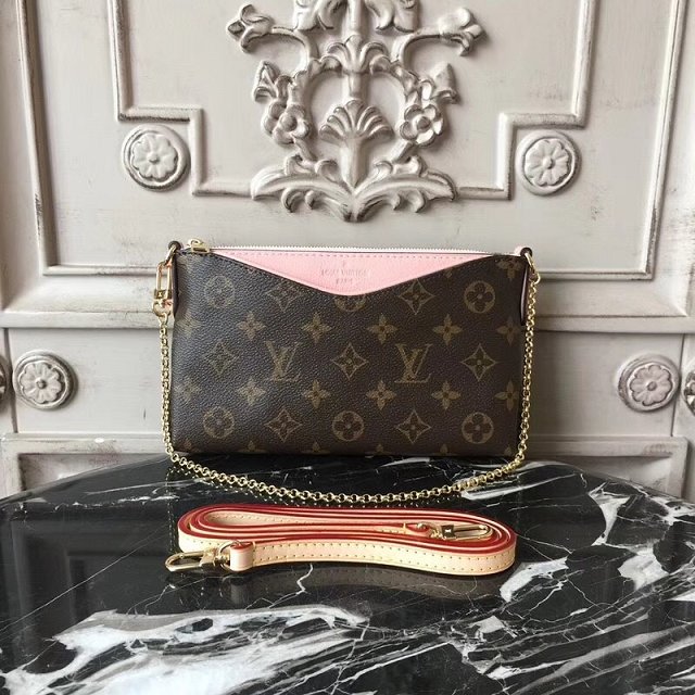 Louis vuitton original monogram pallas clutch M44037 pink