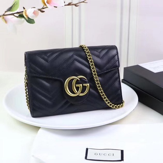 GG margaret original calfskin mini chain bag 474575 black