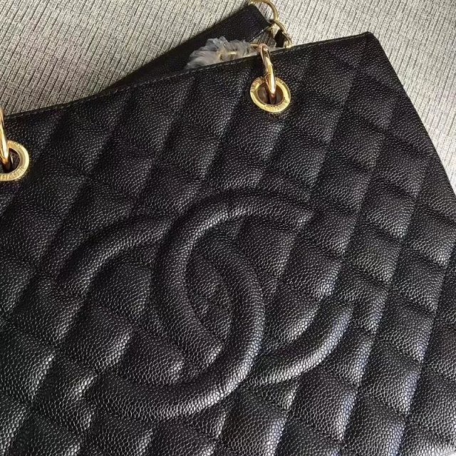 CC original grained calfskin grand shopping tote bag A50995 black