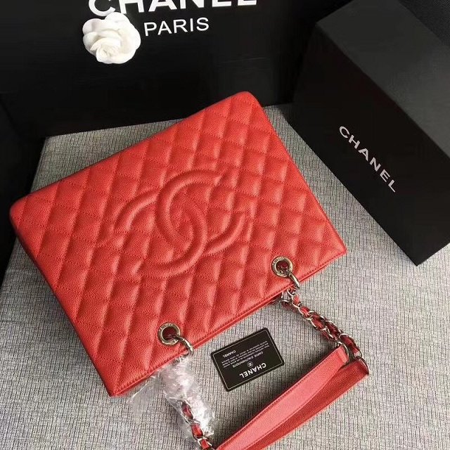 CC original grained calfskin grand shopping tote bag A50995 red