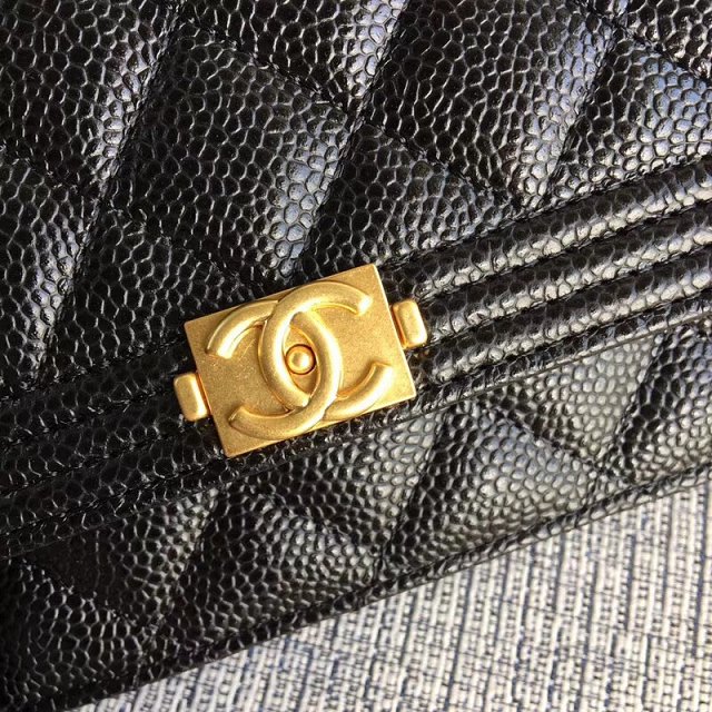 CC original grained leather woc le boy chain bag 33814-9 black